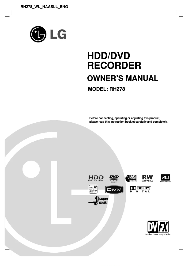 Page 1 of the manual User Manual LG RH278