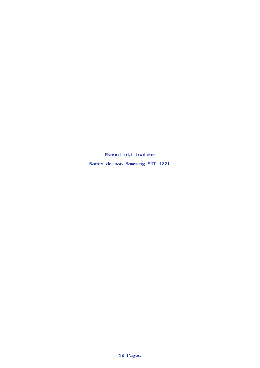 Page 1 de la notice Manuel utilisateur Samsung SMT-1721