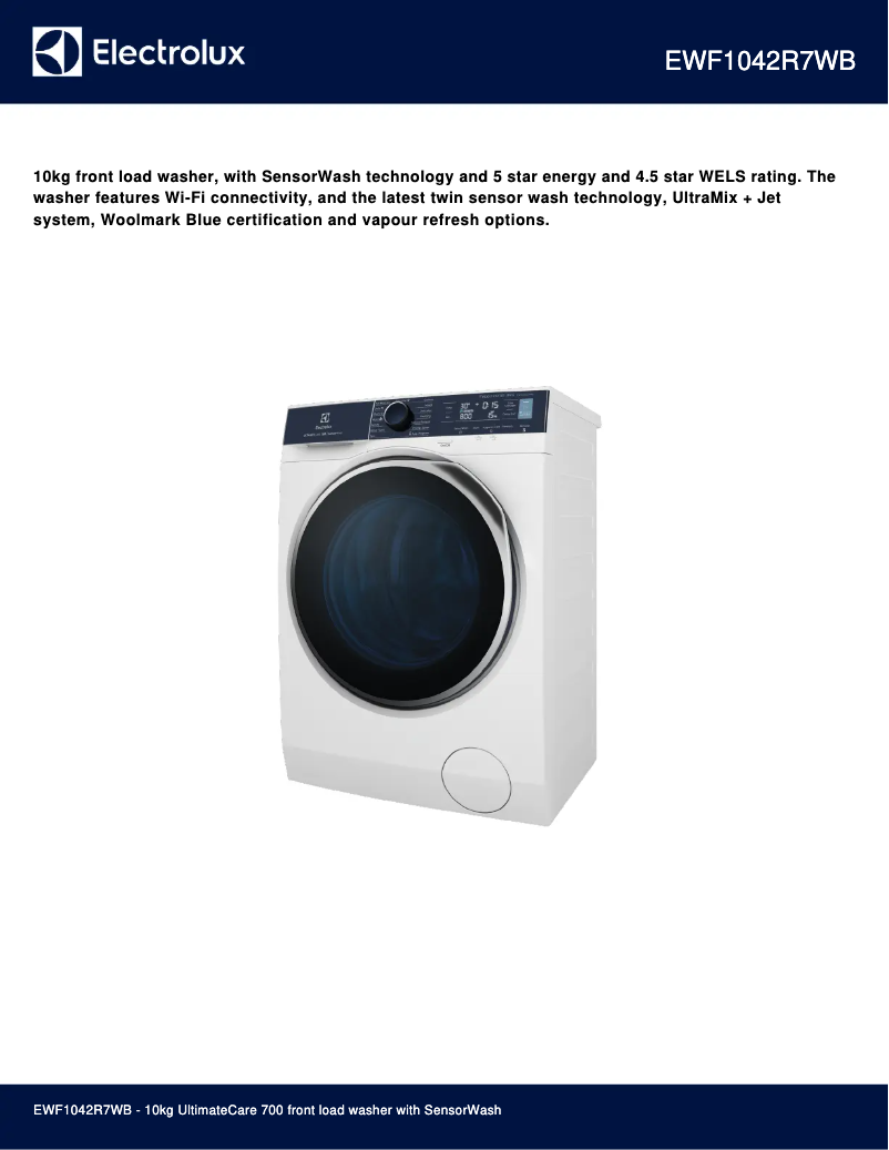 Página 1 del manual Ficha técnica Electrolux EWF1042R7WB