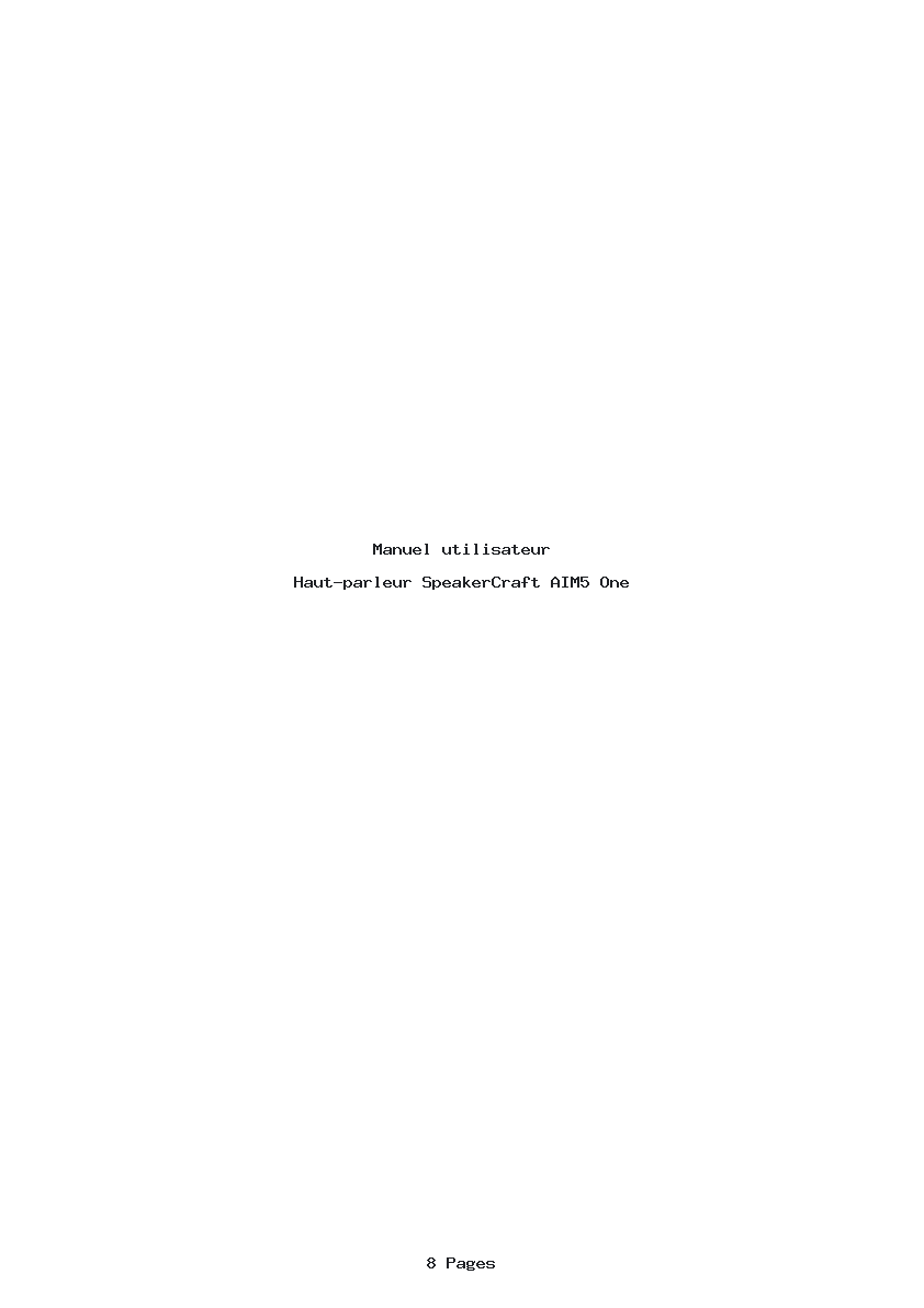 Page 1 de la notice Manuel utilisateur SpeakerCraft AIM5 One