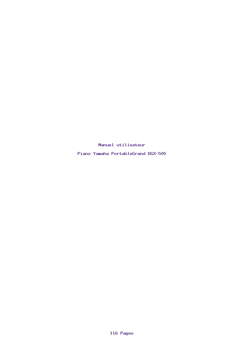 Page 1 de la notice Manuel utilisateur Yamaha PortableGrand DGX-505