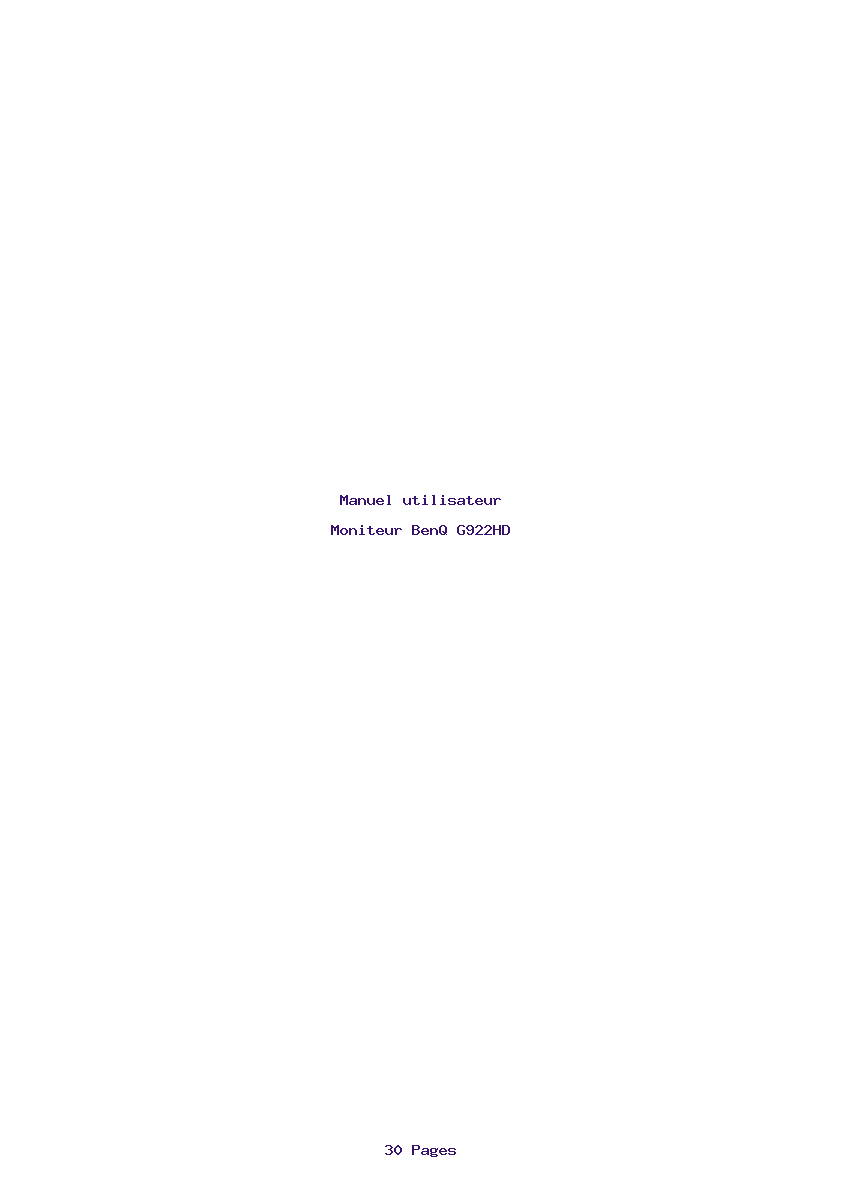 Page 1 de la notice Manuel utilisateur BenQ G922HD