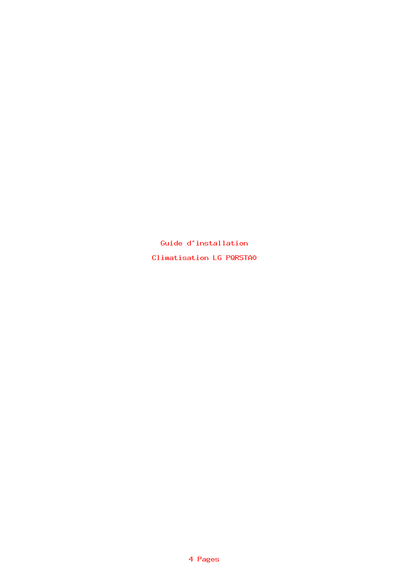 Page 1 de la notice Guide d'installation LG PQRSTA0