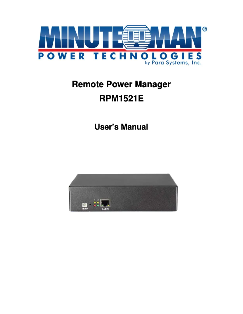 Página 1 del manual Manual de usuario Minuteman RPM1521E