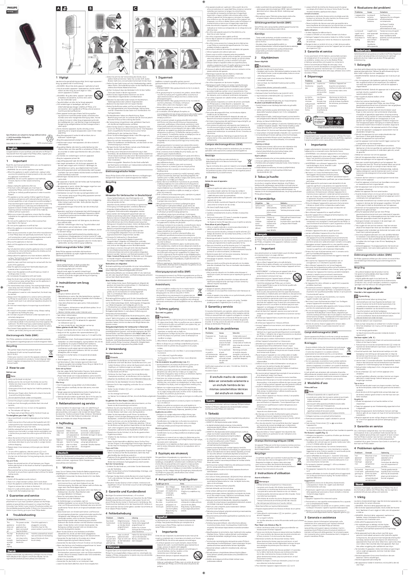 Page 1 de la notice Manuel utilisateur Philips BHH730