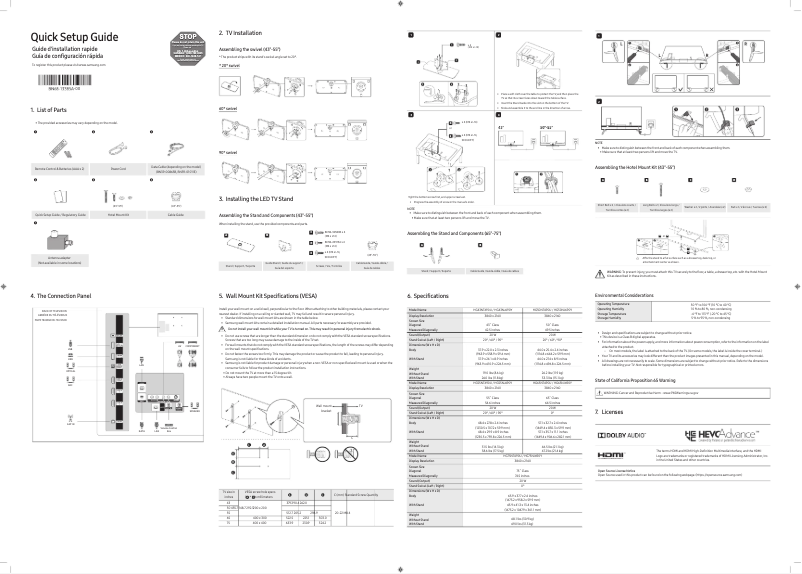 Page 1 de la notice Manuel utilisateur Samsung HG50NJ690YF