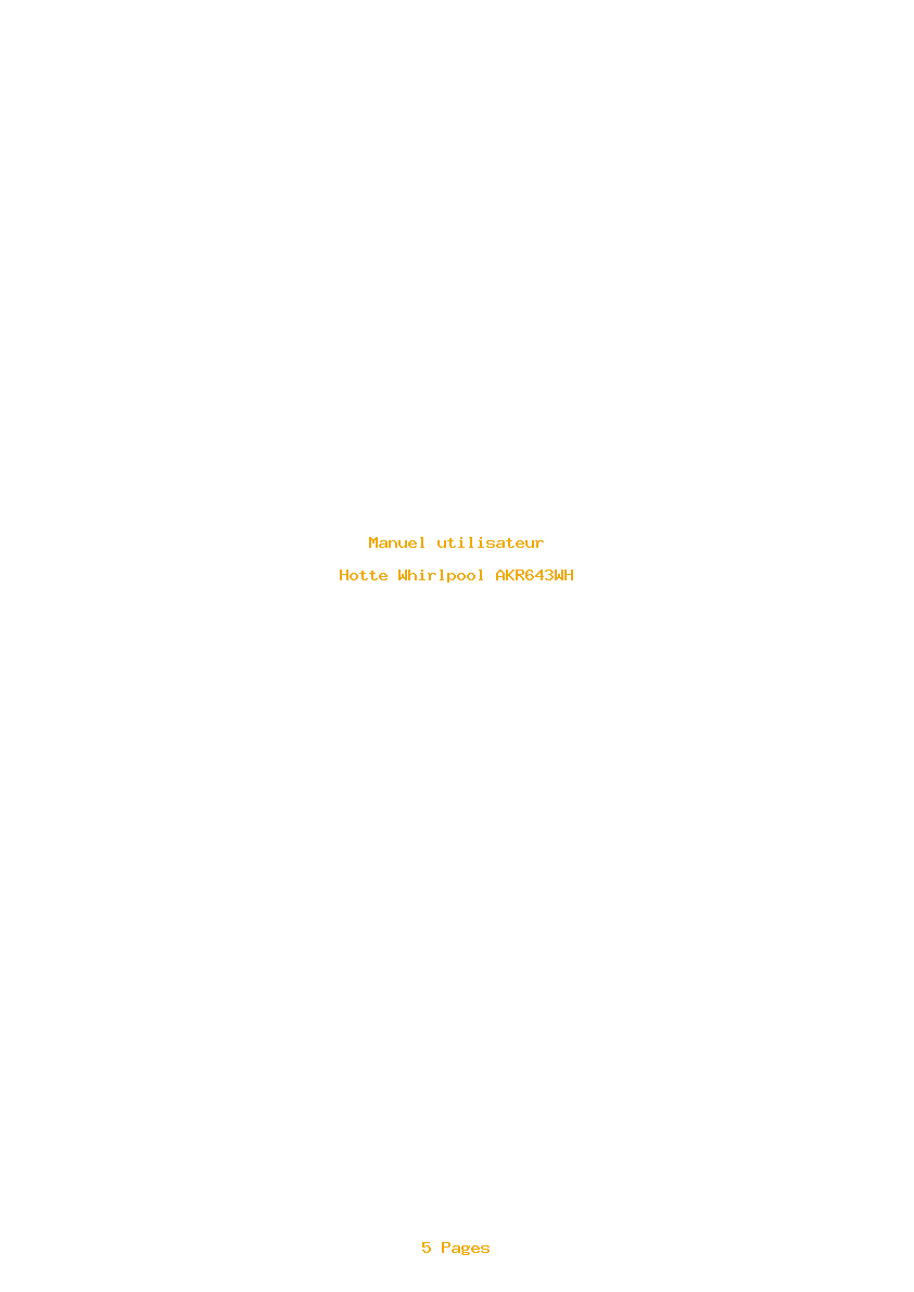Page 1 de la notice Manuel utilisateur Whirlpool AKR643WH