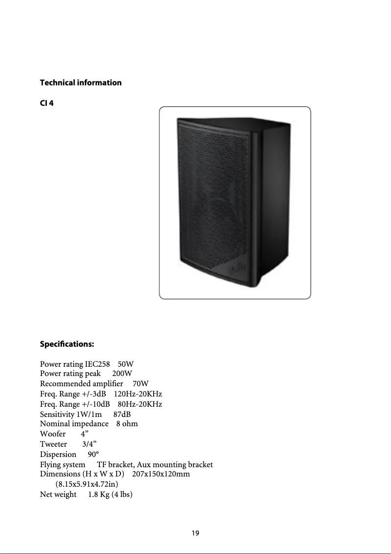 Page 1 de la notice Fiche technique Martin Mach CI4