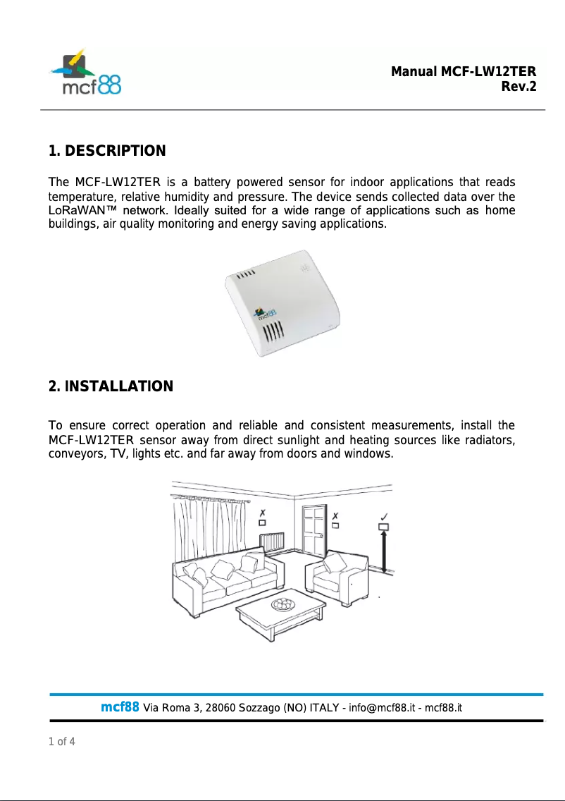 Page 1 de la notice Manuel utilisateur MCF88 MCF-LW12TER