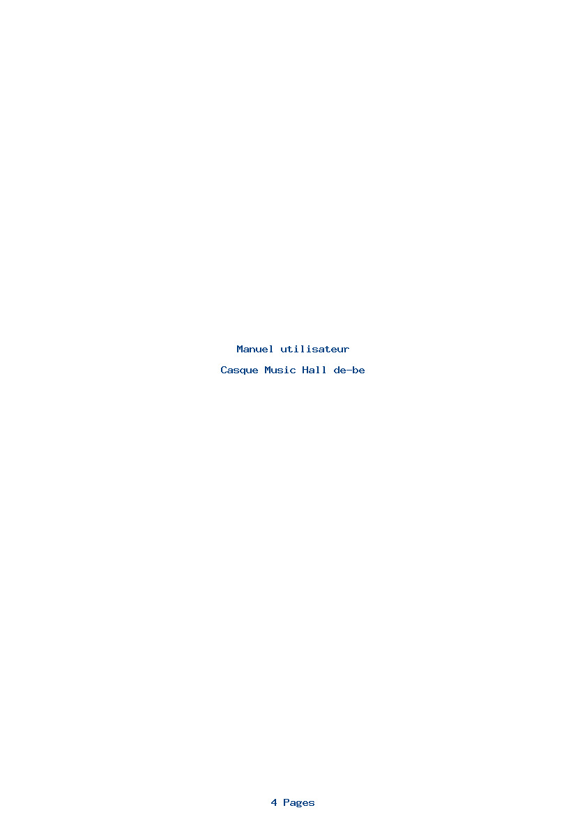 Page 1 de la notice Manuel utilisateur Music Hall de-be