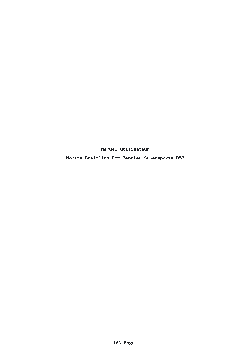 Page 1 de la notice Manuel utilisateur Breitling For Bentley Supersports B55