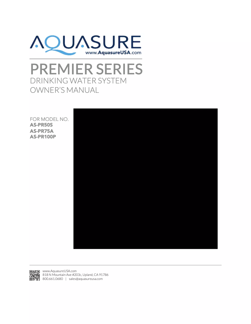 Page 1 of the manual User Manual Aquasure AS-PR75A
