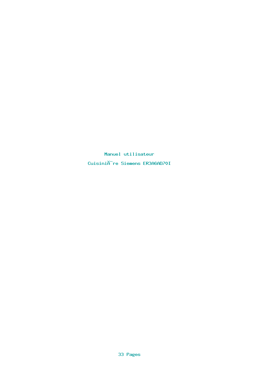 Page 1 de la notice Manuel utilisateur Siemens ER3A6AD70I