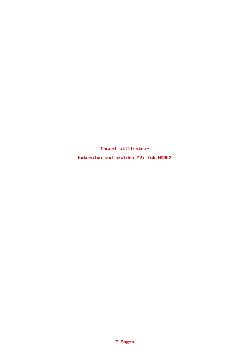 Page 1 de la notice Manuel utilisateur AV:link HDNK2