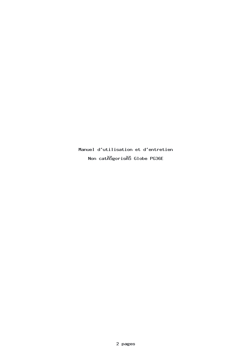 Page 1 de la notice Manuel d'utilisation et d'entretien Globe PG36E