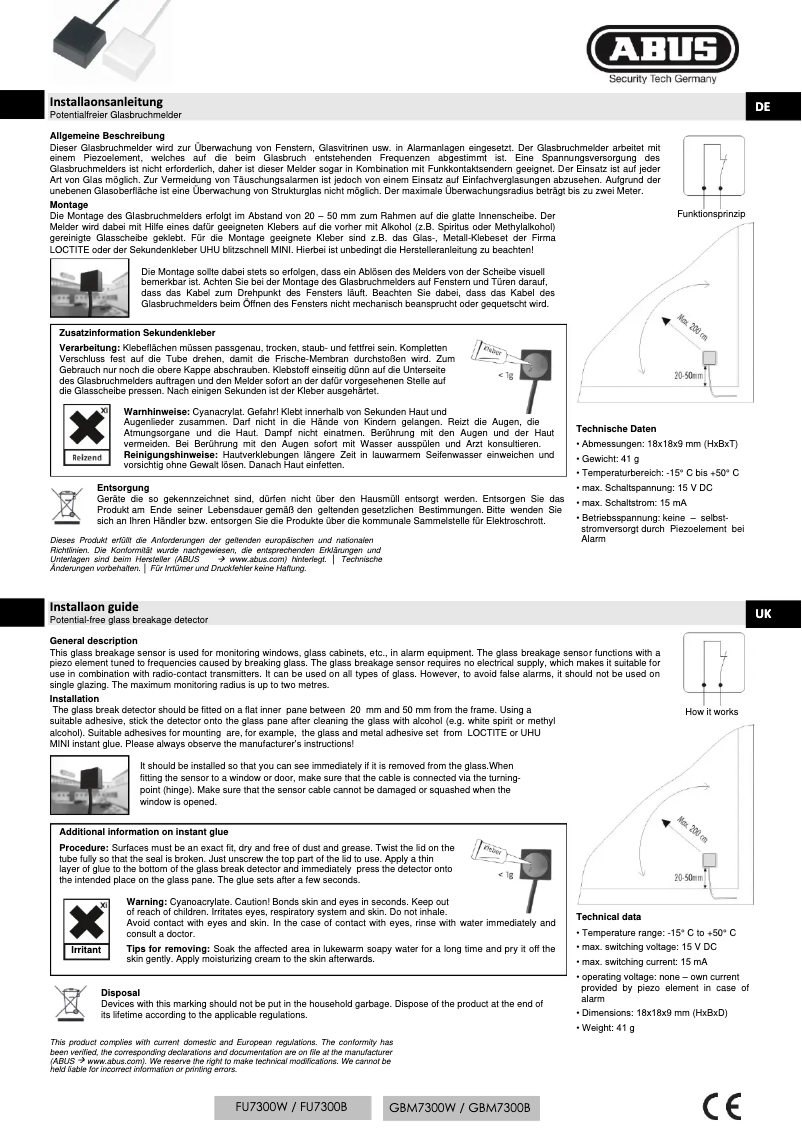 Page 1 de la notice Guide d'installation Abus FU7300B