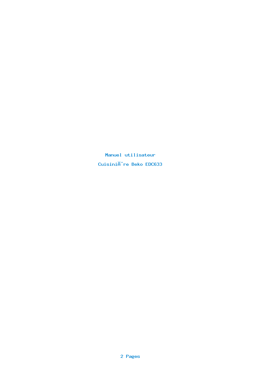 Page 1 de la notice Manuel utilisateur Beko EDC633