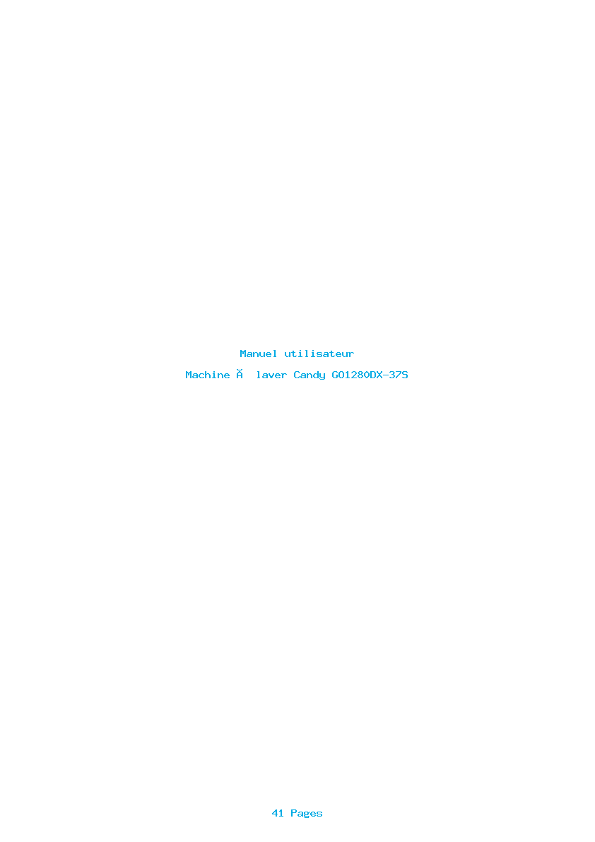 Page 1 de la notice Manuel utilisateur Candy GO1280DX-37S