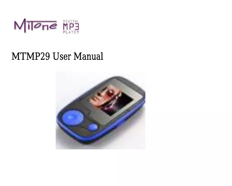 Page 1 de la notice Manuel utilisateur MiTone MTMP29