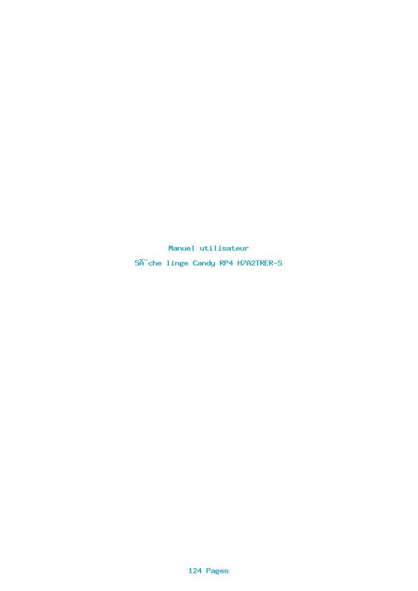 Page 1 de la notice Manuel utilisateur Candy RP4 H7A2TRER-S