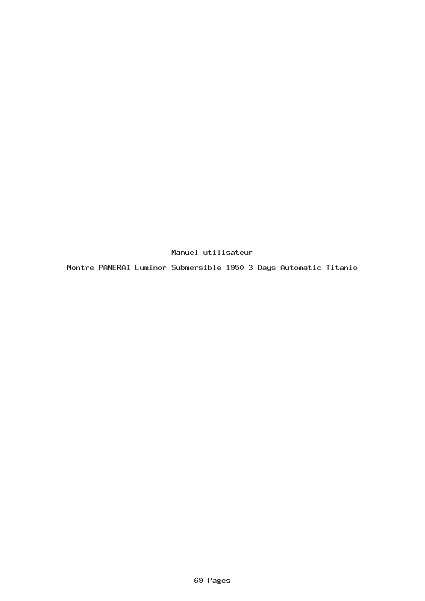 Page 1 de la notice Manuel utilisateur PANERAI Luminor Submersible 1950 3 Days Automatic Titanio
