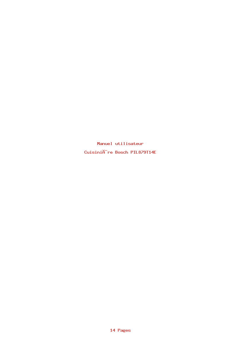Page 1 de la notice Manuel utilisateur Bosch PIL879T14E
