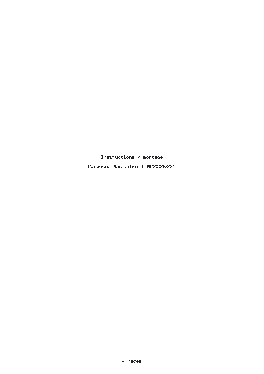 Page 1 de la notice Instructions / montage Masterbuilt MB20040221