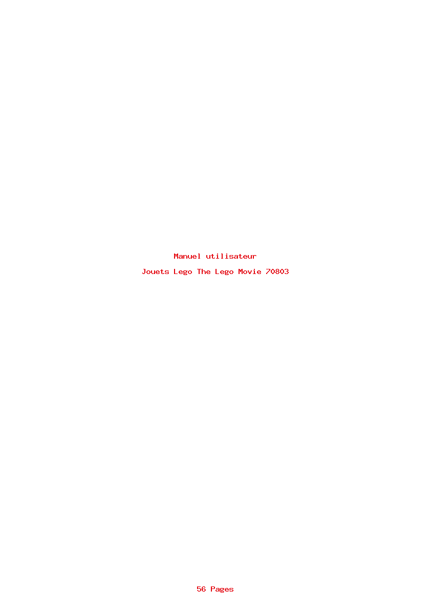 Page 1 de la notice Manuel utilisateur Lego The Lego Movie 70803