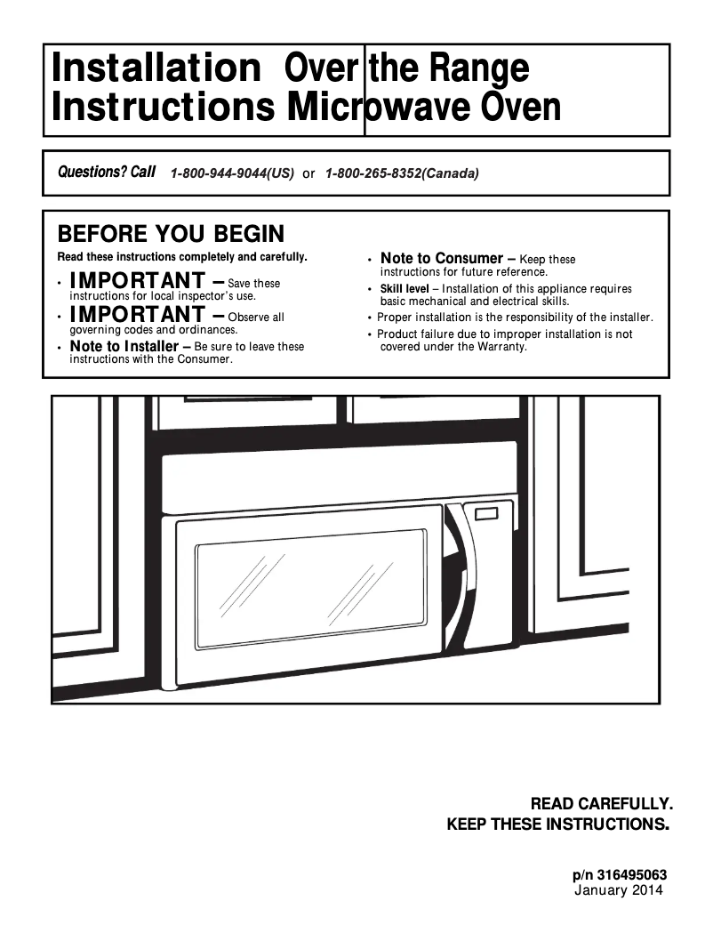 Page 1 de la notice Guide d'installation Frigidaire FMV152KB