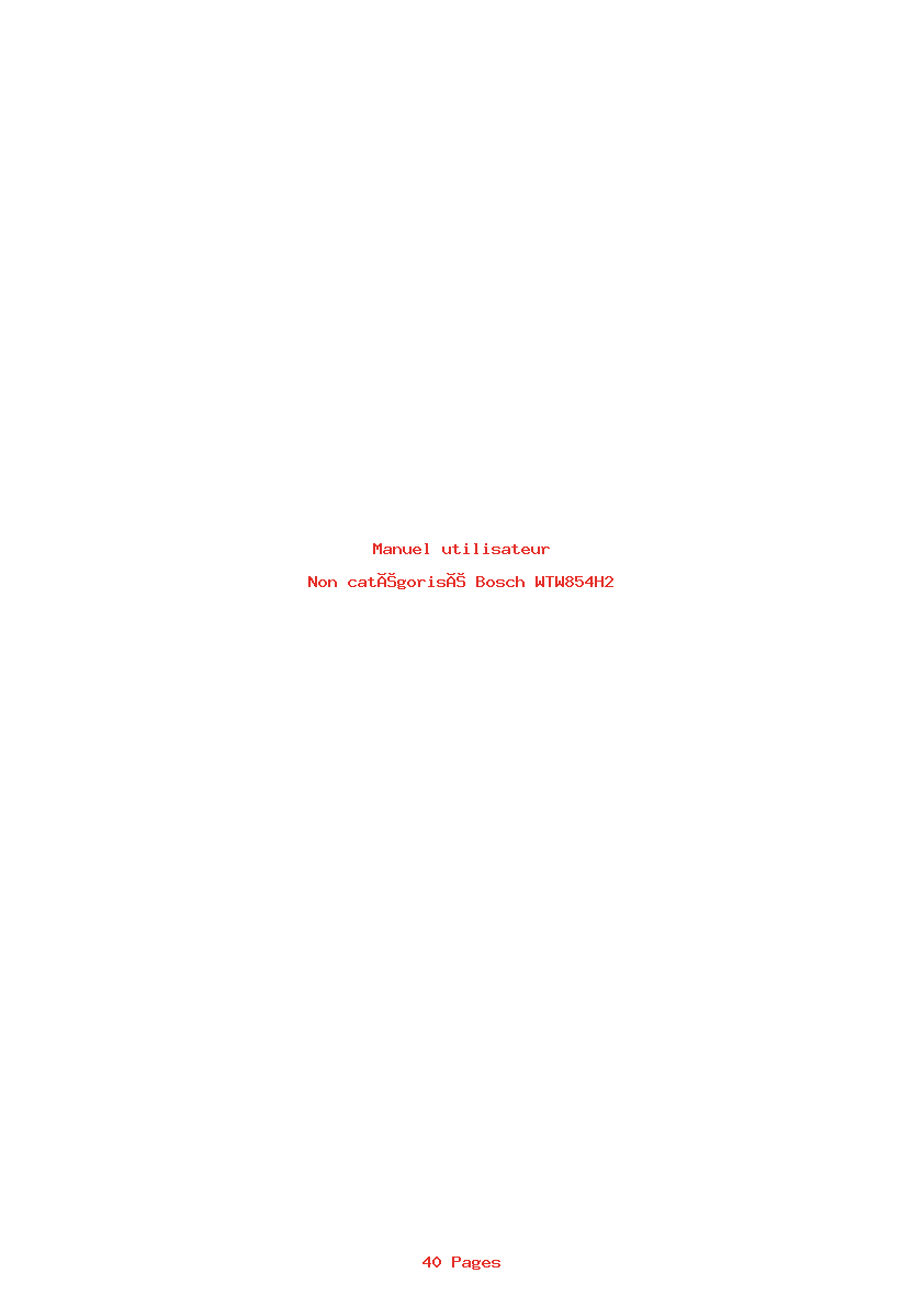 Page 1 de la notice Manuel utilisateur Bosch WTW854H2