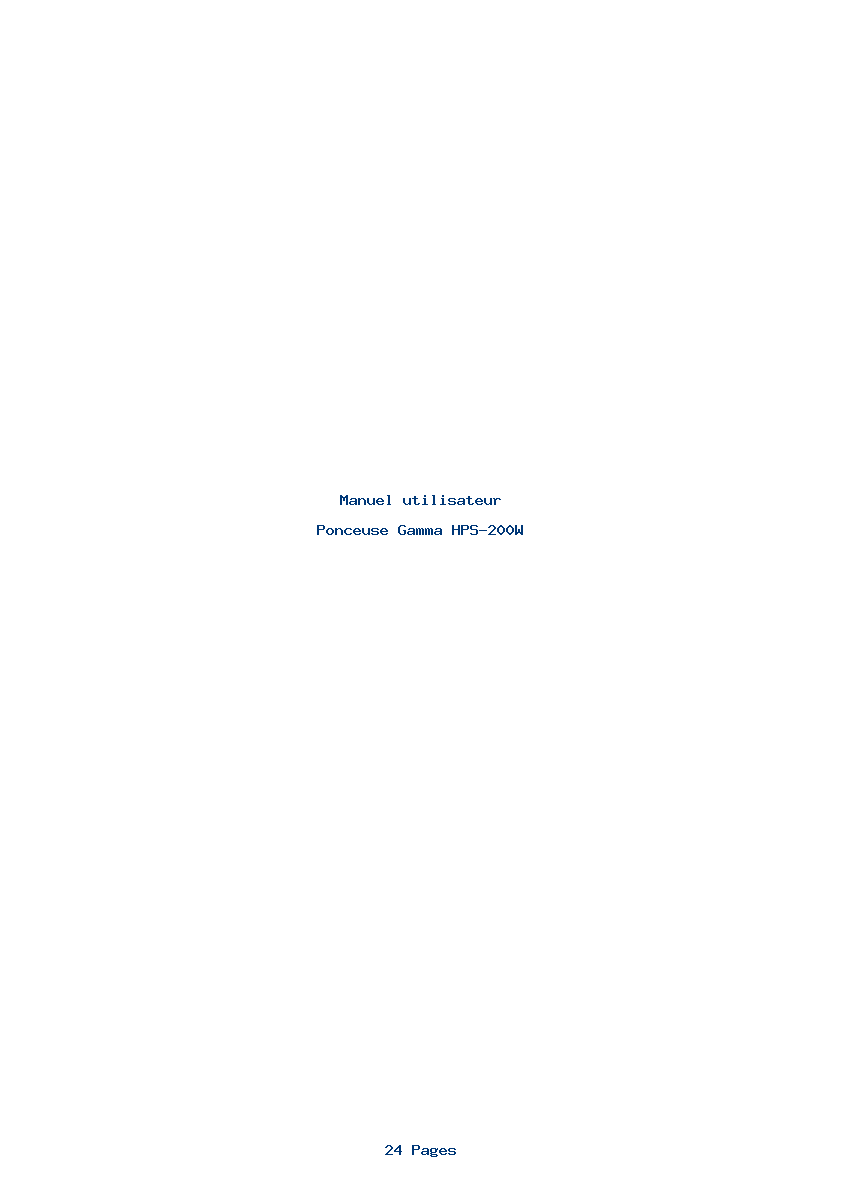 Page 1 de la notice Manuel utilisateur Gamma HPS-200W