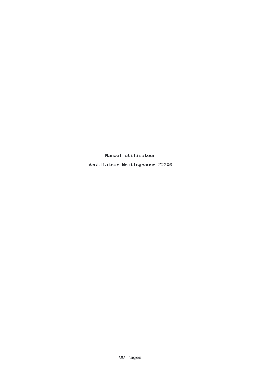 Page 1 de la notice Manuel utilisateur Westinghouse 72206