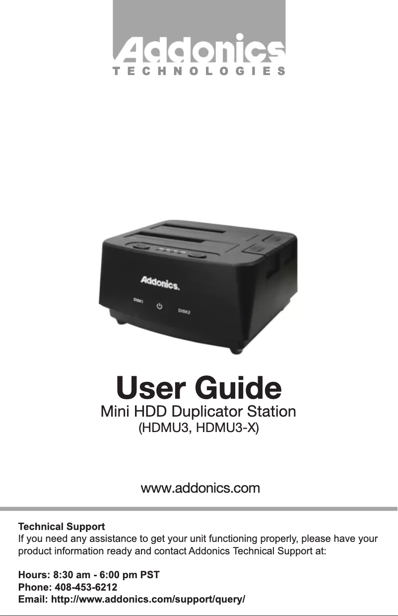 Page 1 of the manual User Manual Addonics HDMU3