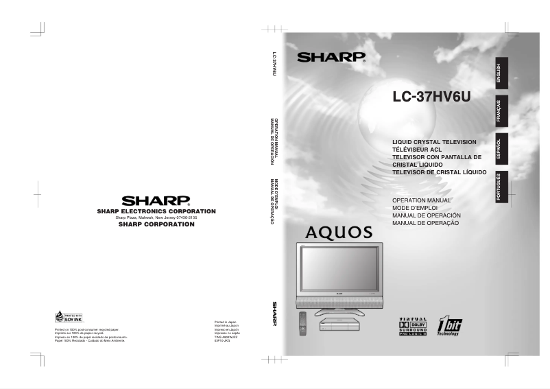Página 1 del manual Manual de usuario Sharp LC-37HV6U