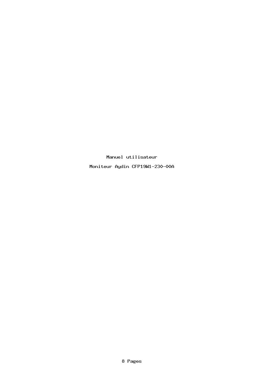 Page 1 de la notice Manuel utilisateur Aydin CFP19W1-230-00A