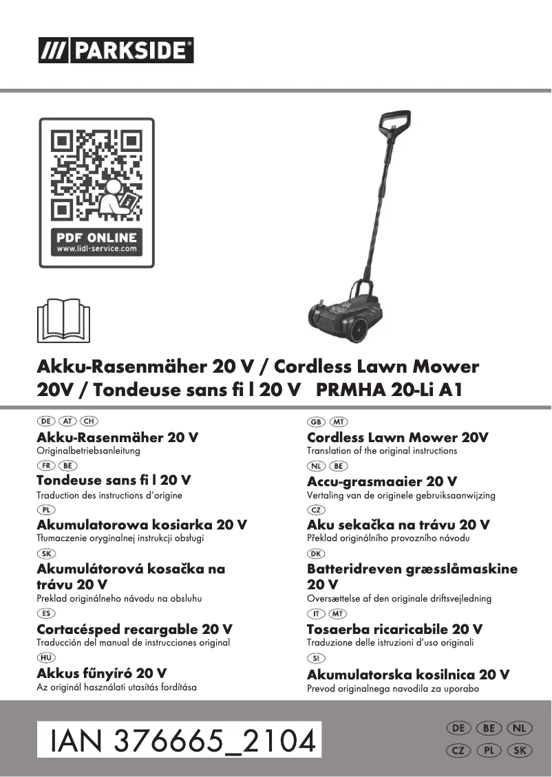 Page 1 de la notice Manuel utilisateur Parkside PRMHA 20-Li A1