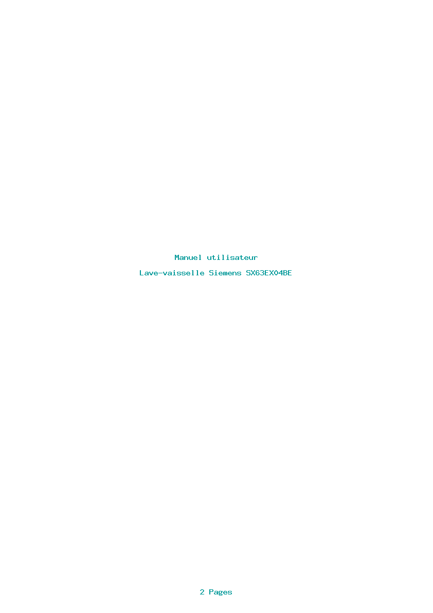 Page 1 de la notice Manuel utilisateur Siemens SX63EX04BE