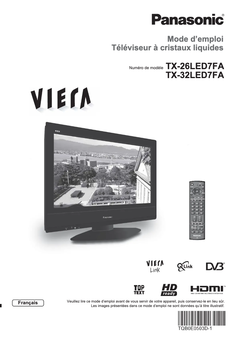 Page 1 of the manual User Manual Panasonic Viera TX-32LED7FA