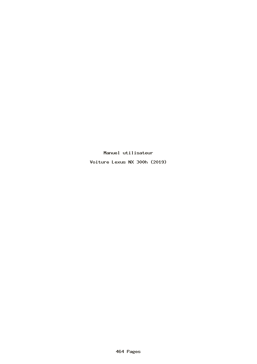 Page 1 de la notice Manuel utilisateur Lexus NX 300h (2019)