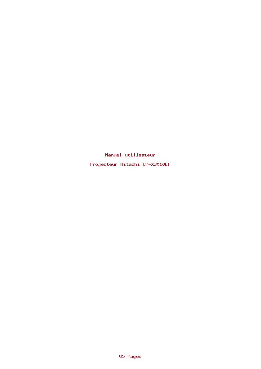 Page 1 de la notice Manuel utilisateur Hitachi CP-X3010EF