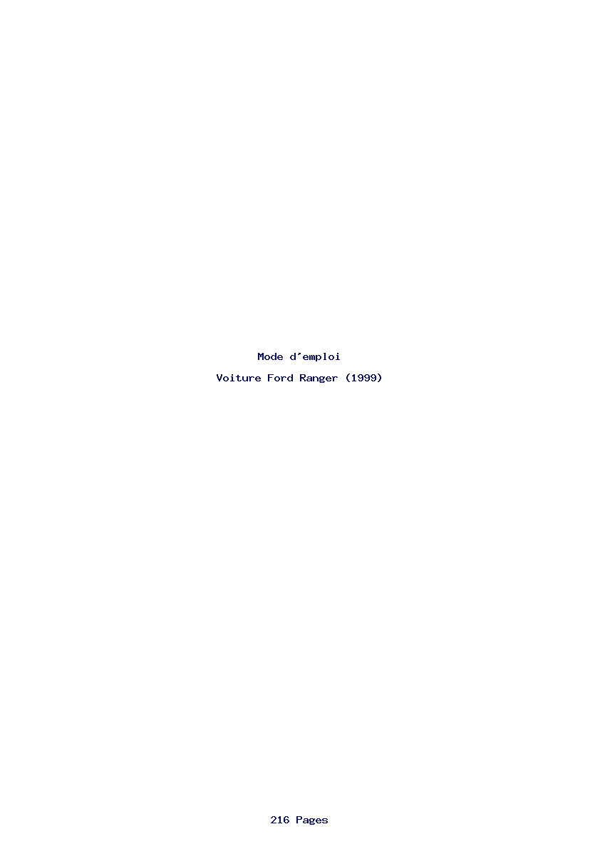 Page 1 de la notice Mode d'emploi Ford Ranger (1999)