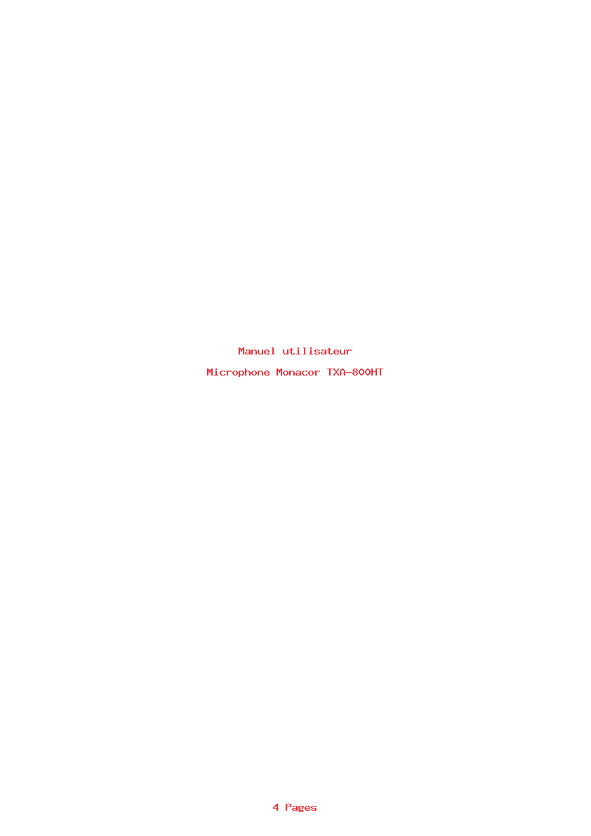Page 1 de la notice Manuel utilisateur Monacor TXA-800HT