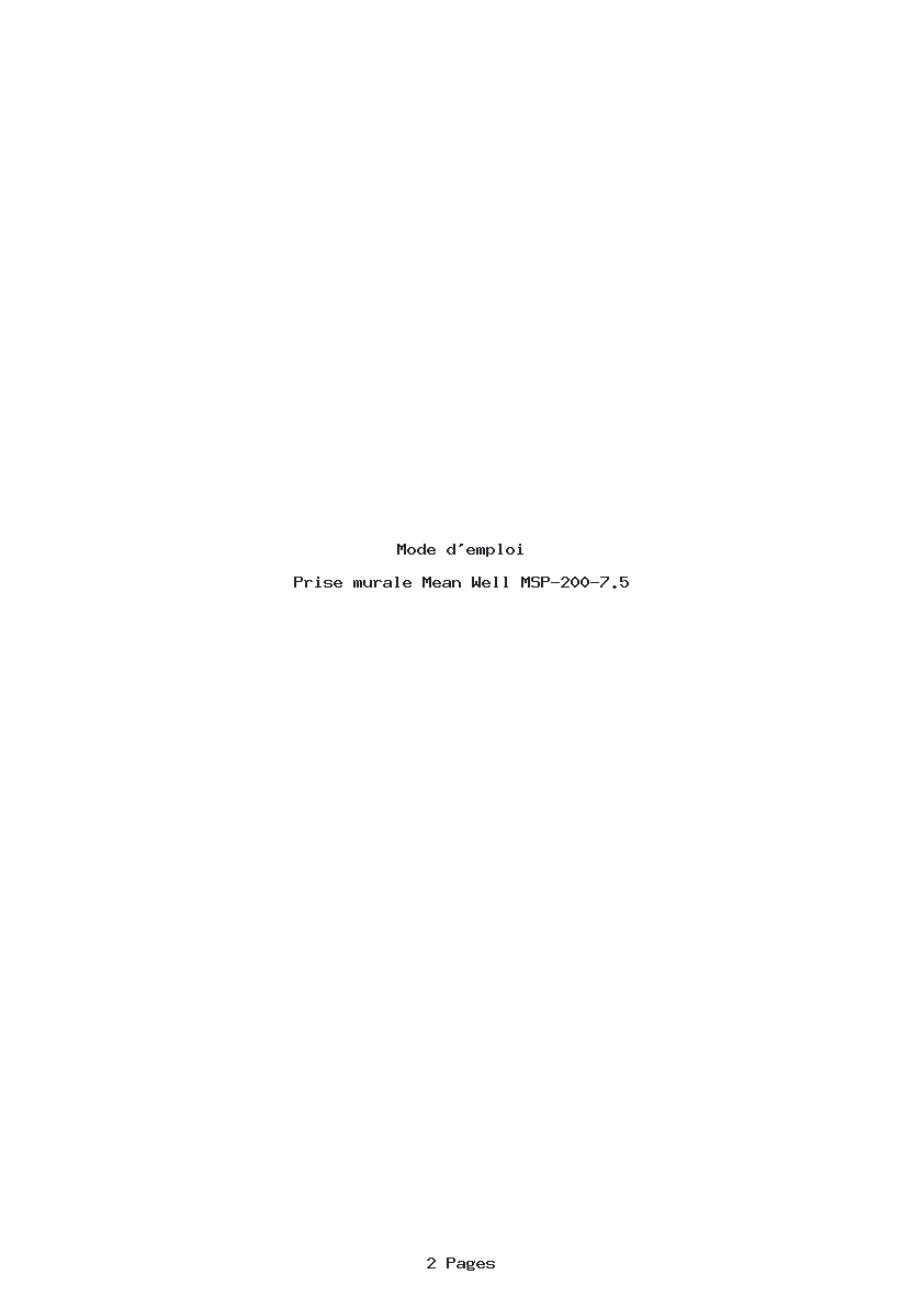 Page 1 de la notice Mode d'emploi Mean Well MSP-200-7.5