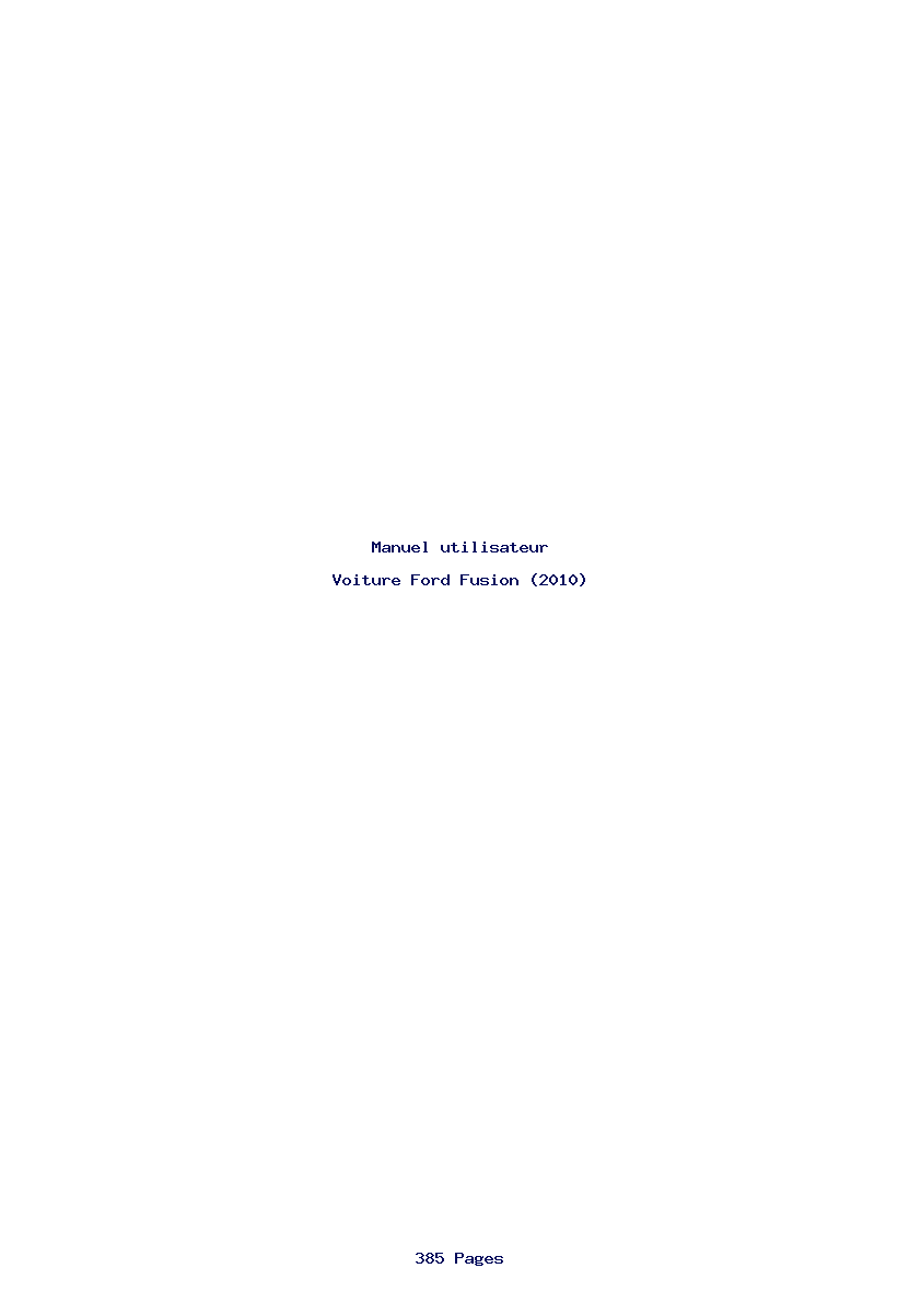 Page 1 de la notice Manuel utilisateur Ford Fusion (2010)