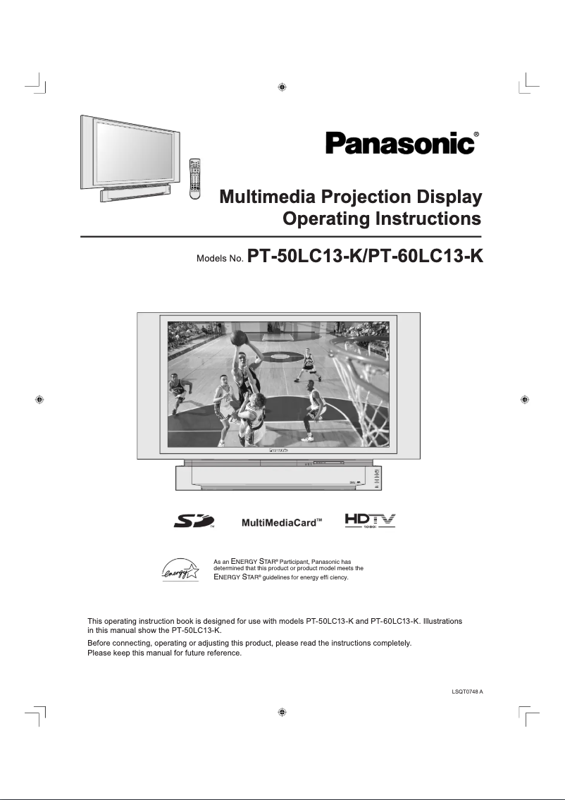 Page 1 of the manual User Manual Panasonic PT-50LC13K