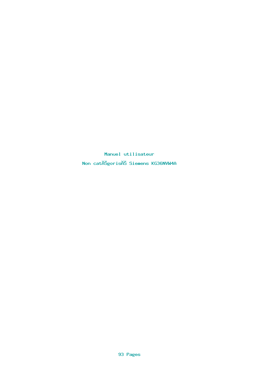 Page 1 de la notice Manuel utilisateur Siemens KG36NVW4A