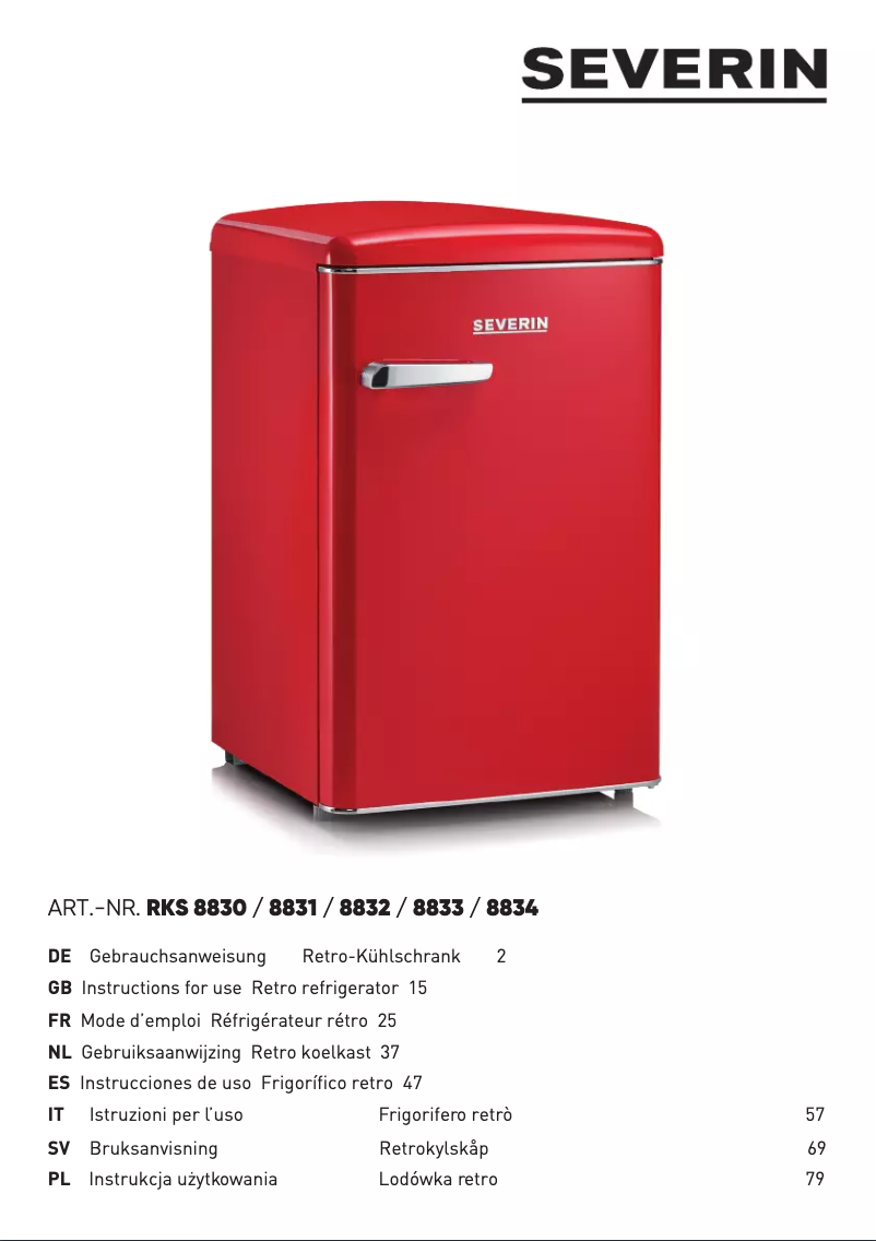 Page 1 de la notice Fiche technique Severin RKS 8831 Retro