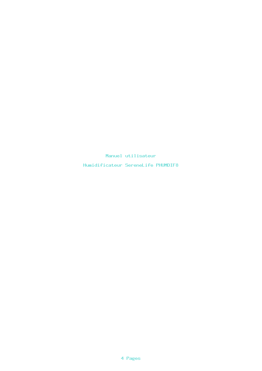 Page 1 de la notice Manuel utilisateur SereneLife PHUMDIF8
