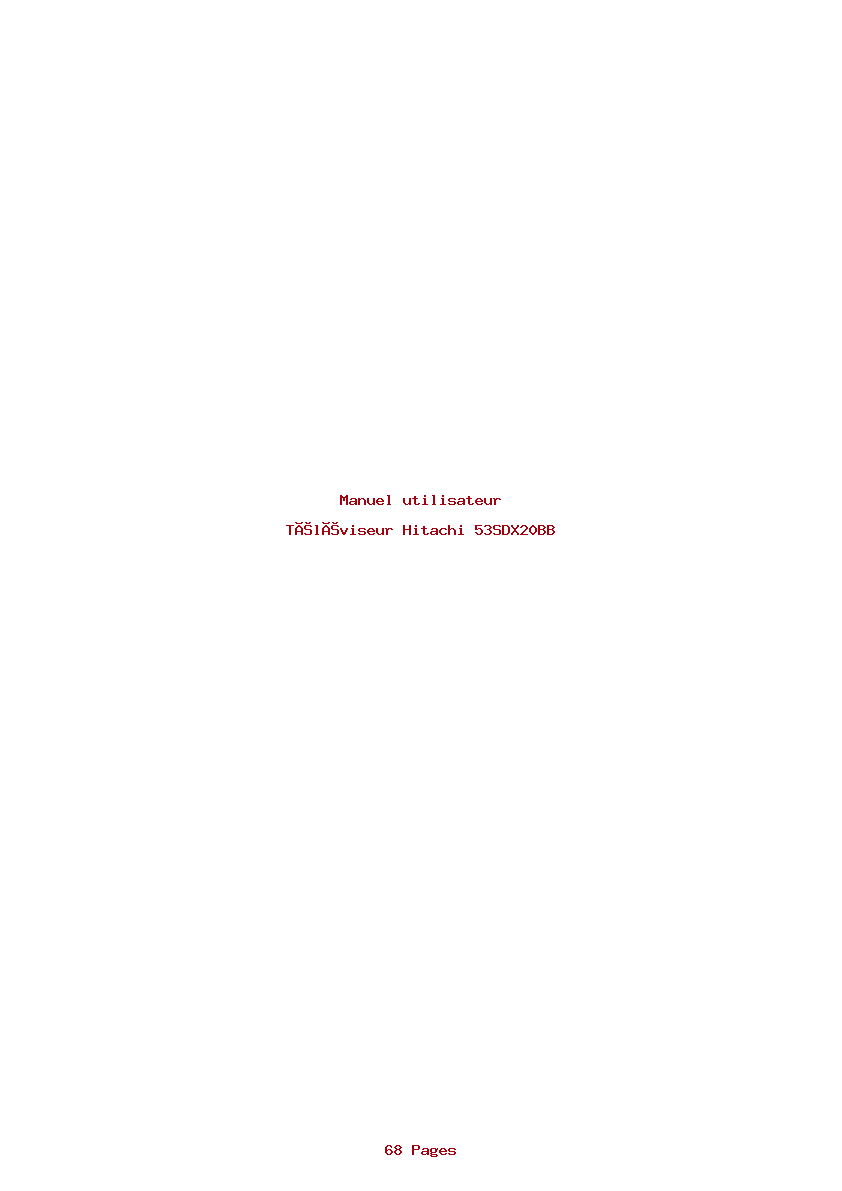 Page 1 de la notice Manuel utilisateur Hitachi 53SDX20BB