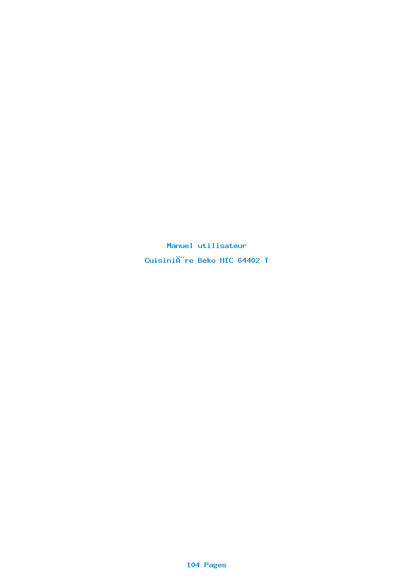 Page 1 de la notice Manuel utilisateur Beko HIC 64402 T
